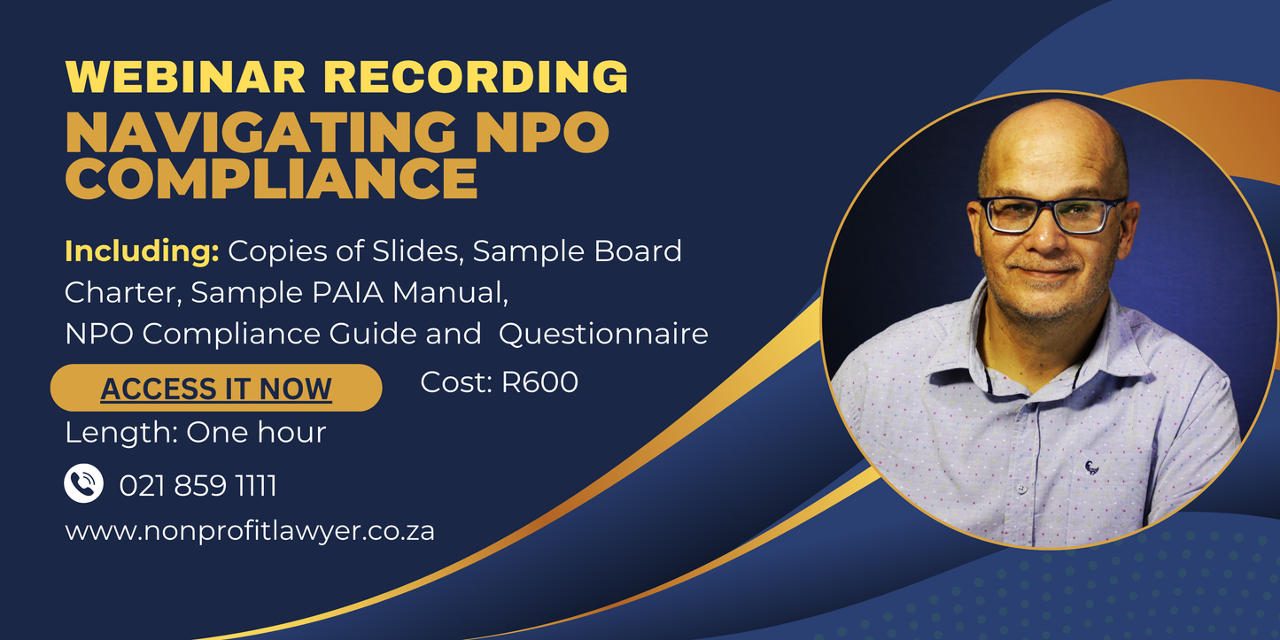 Webinar Recording: Navigating NPO Compliance