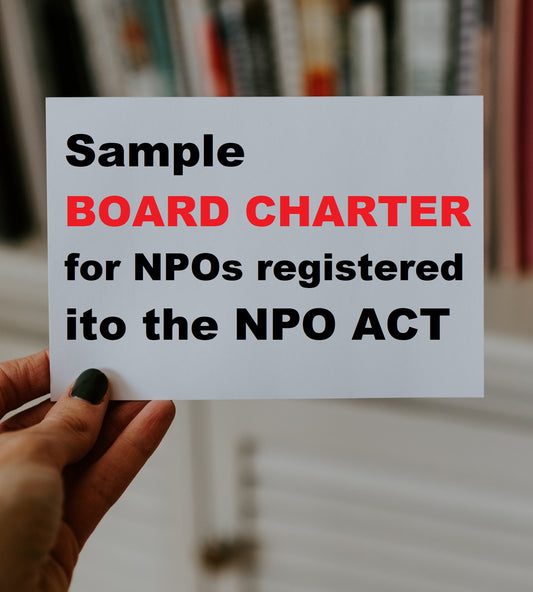 SAMPLE BOARD CHARTER FOR NPOs REGISTERED in terms of THE NPO ACT